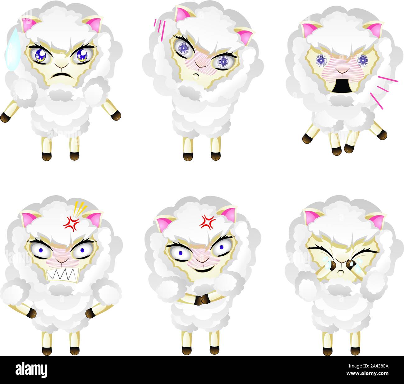 Set of cute sheep, chibi style, in different expressions Stock Vector Image & Art Alamy