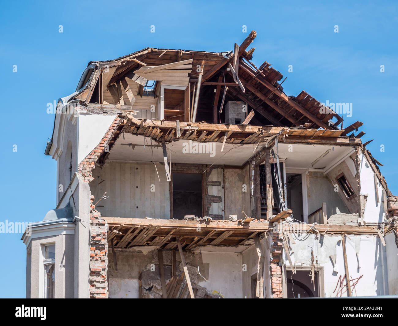 An old ailing house after storm damage Stock Photo