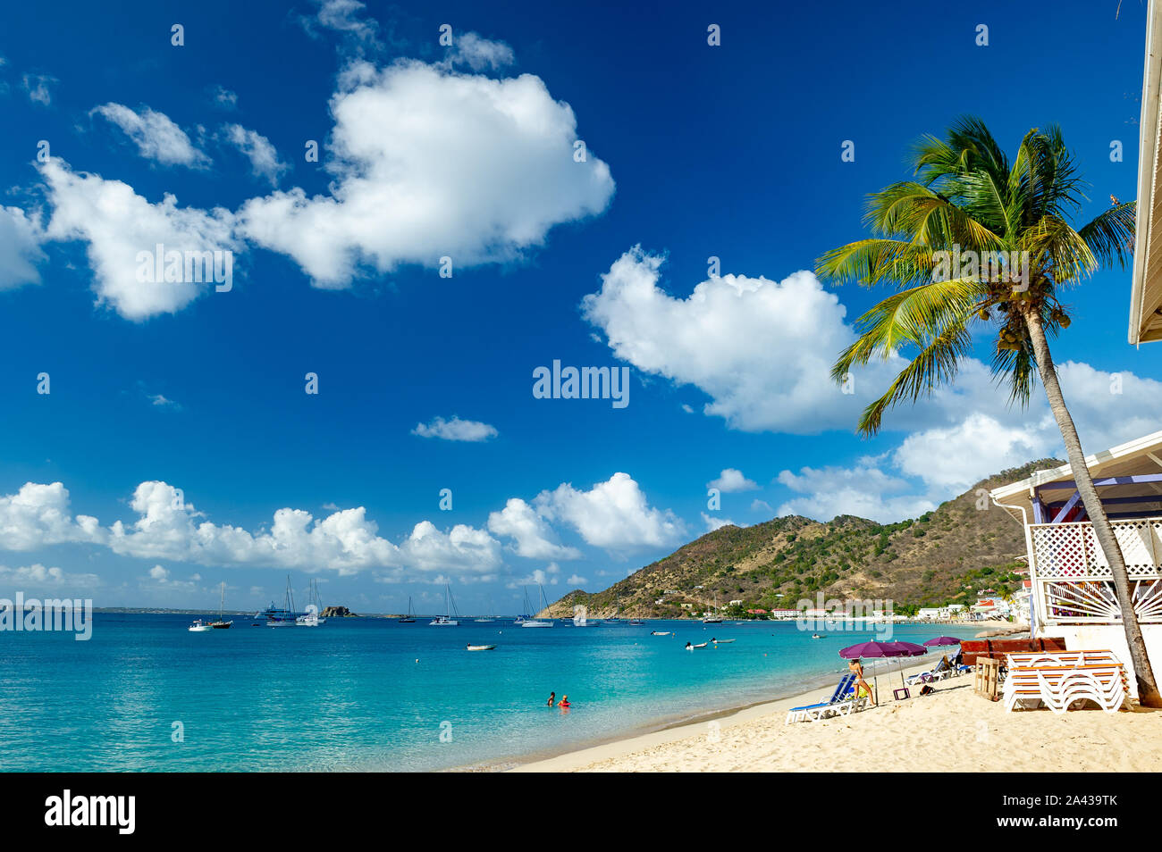 Grand Case Bay / Sint Maarten. 04.10.2014. Panoramic view of Grand Case  beach in Sint Maarten Stock Photo - Alamy