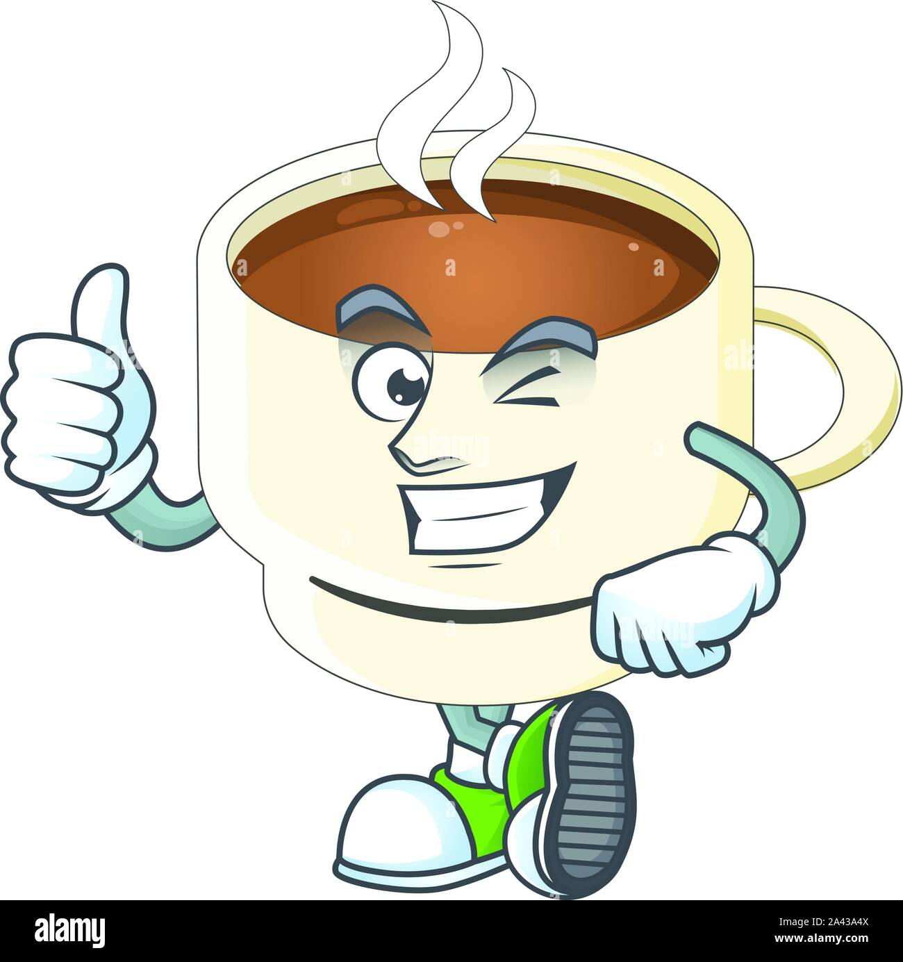 Thumbs up character cup coffee in cartoon mascot Stock Vector Image ...