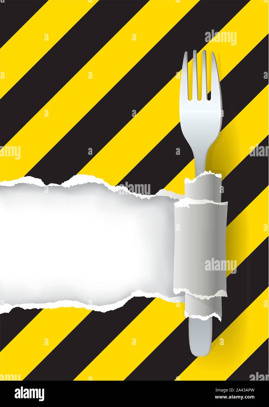 Dangerous unhealthy food, menu background with fork. Place for your text or image. Vector available. Stock Vector