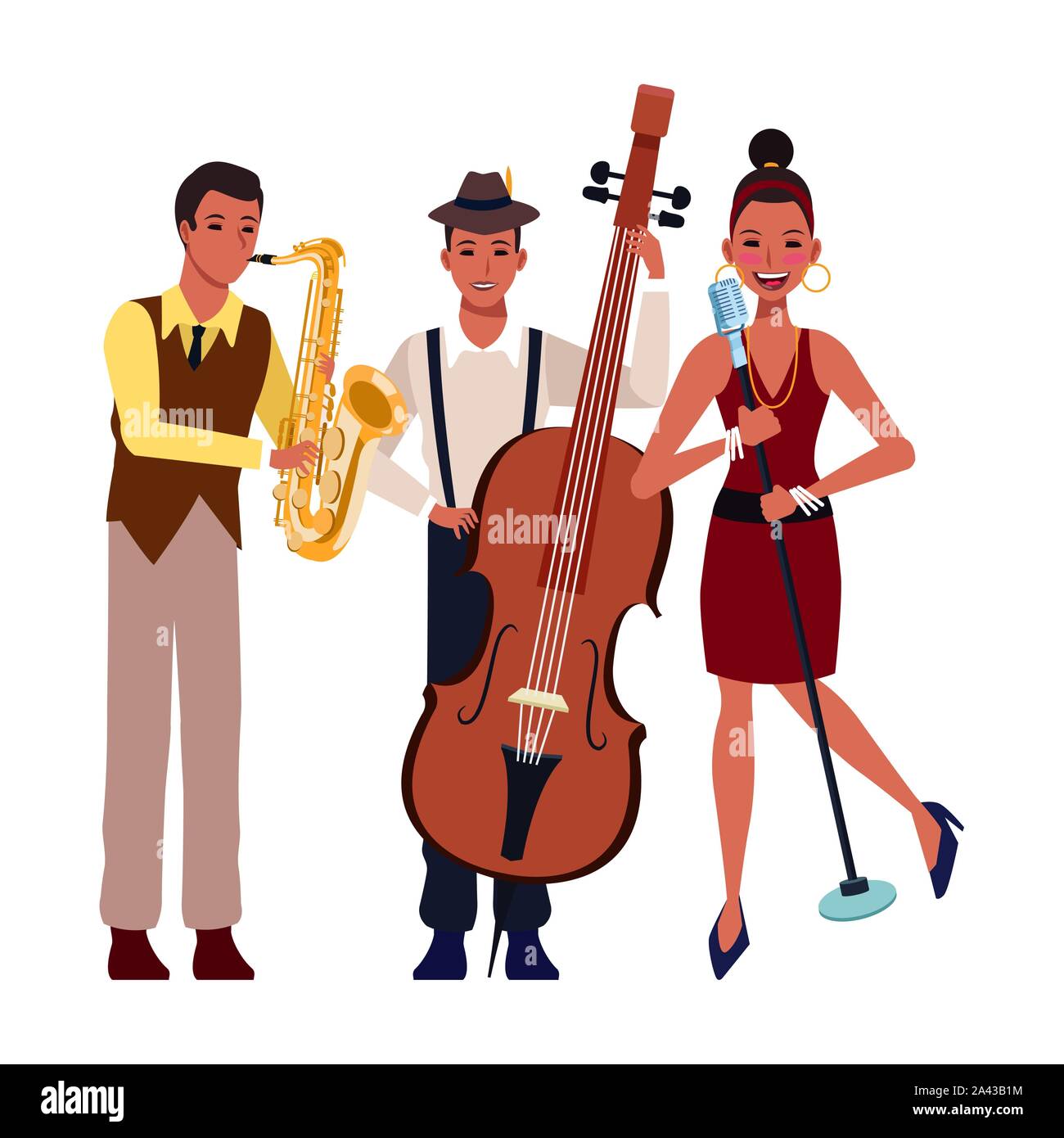 cartoon cuban band, flat design Stock Vector