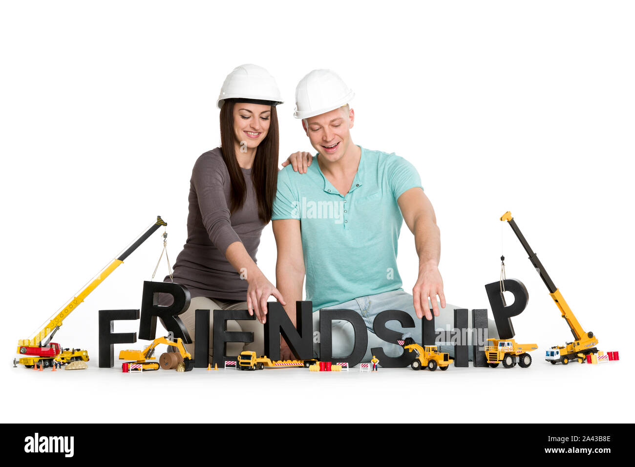 Happy man and woman developing friendship Stock Photo - Alamy