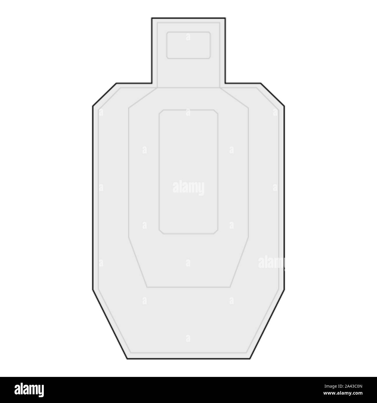 Outlined human torso shaped target for a shooting practice on a gun