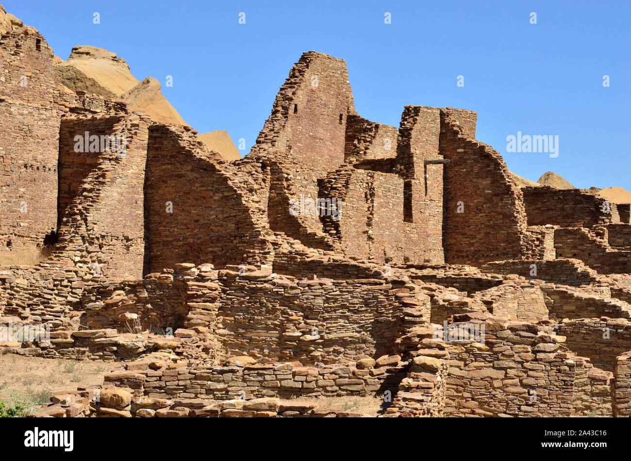 Kivas, 4 Story North Room Block, Pueblo Bonito (850-1250s), Chaco Canyon, NM 190912 75299 Stock Photo