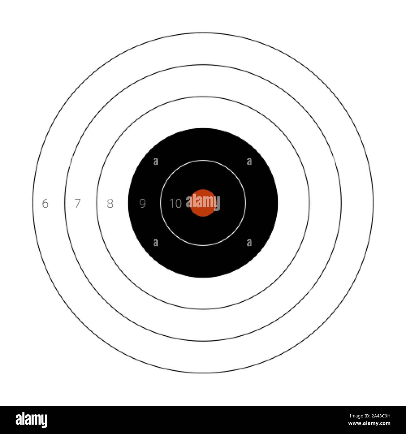 Circular shooting target with a marked bullseye for firing practice on ...