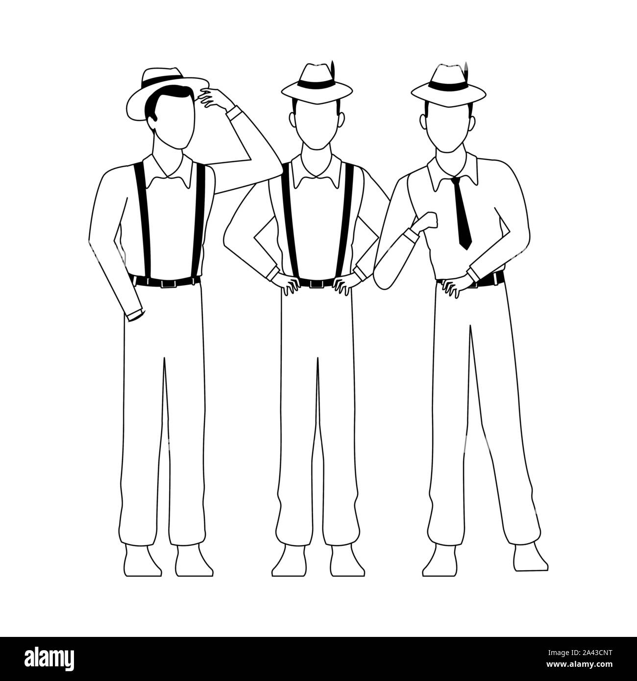 cuban three men, flat design Stock Vector