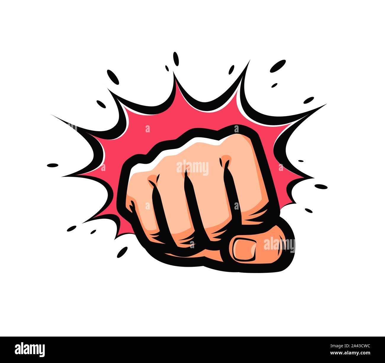 Fist punching in pop-art style. Vector illustration Stock Vector