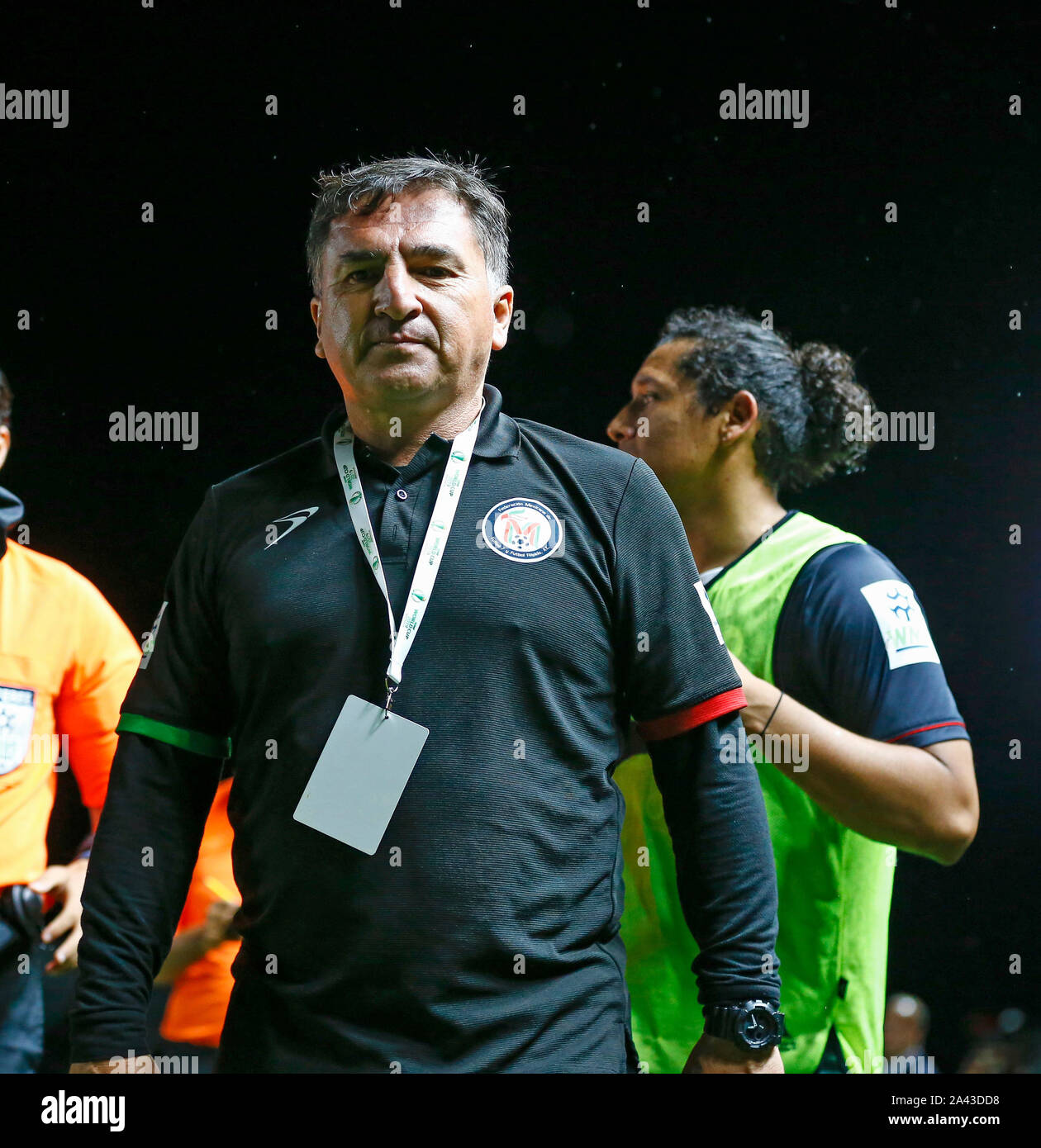 11th October 2019; Langley Park, Perth, Western Australia, Australia; World Mini Football Federation World Cup Final; Mexico versus Brazil, Rene Ortiz Navarro coach of Mexico after receiving a red card from the referee - Editorial Use Stock Photo