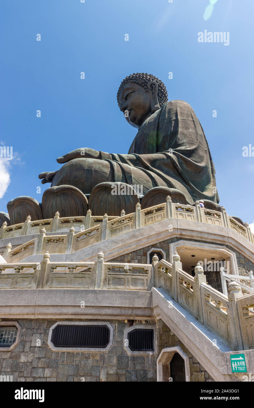 Hong Kong big Buddha on Lantau Island with cable car access Stock Photo