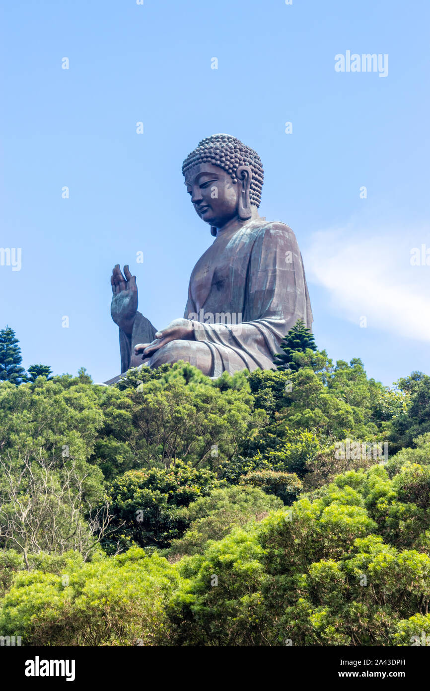 Hong Kong big Buddha on Lantau Island with cable car access Stock Photo