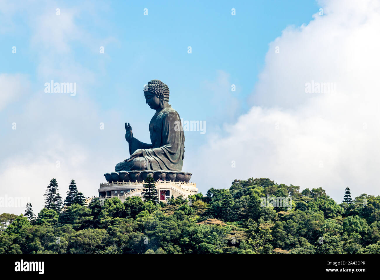 Hong Kong big Buddha on Lantau Island with cable car access Stock Photo