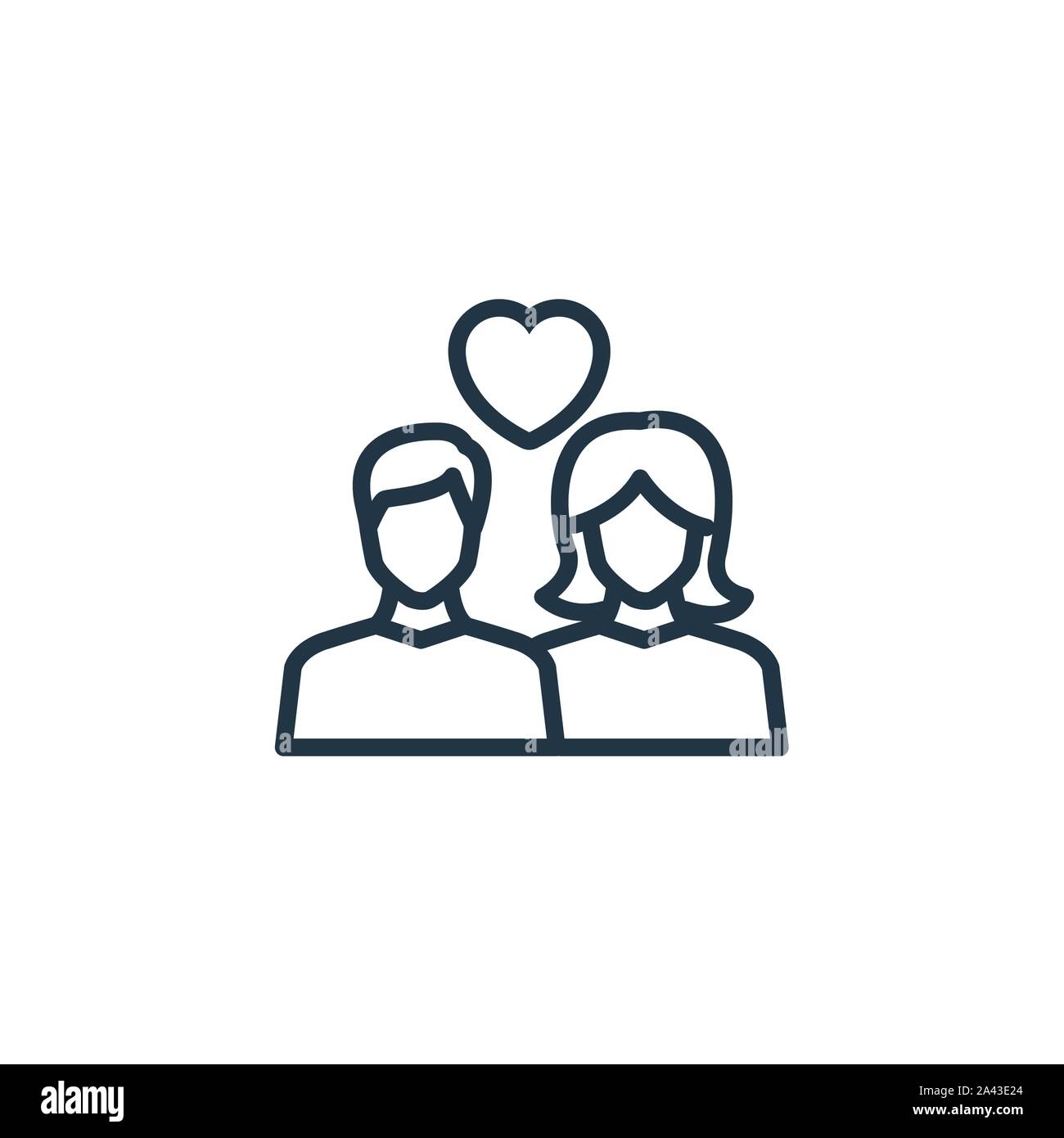 couple romantic love heart icon line design image illustration Stock ...