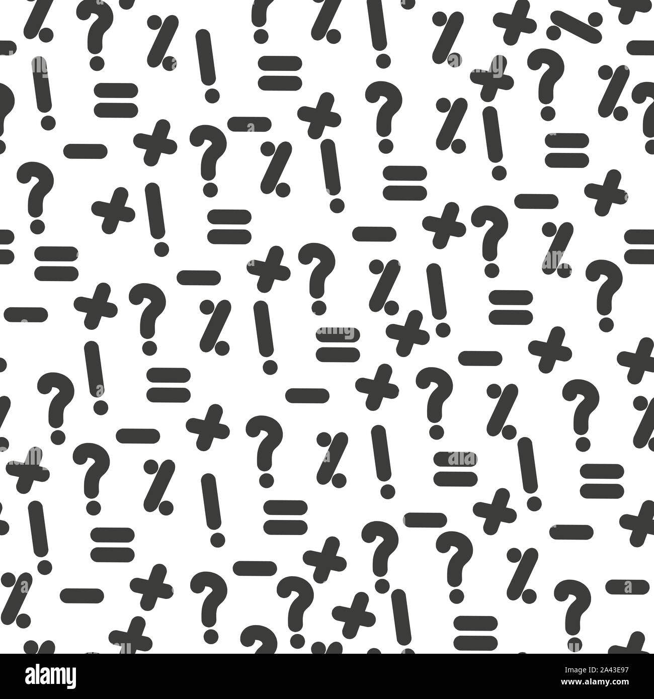 Vector seamless pattern with question marks. Monochrome hipster background. Black punctuation marks. eps10 Stock Vector