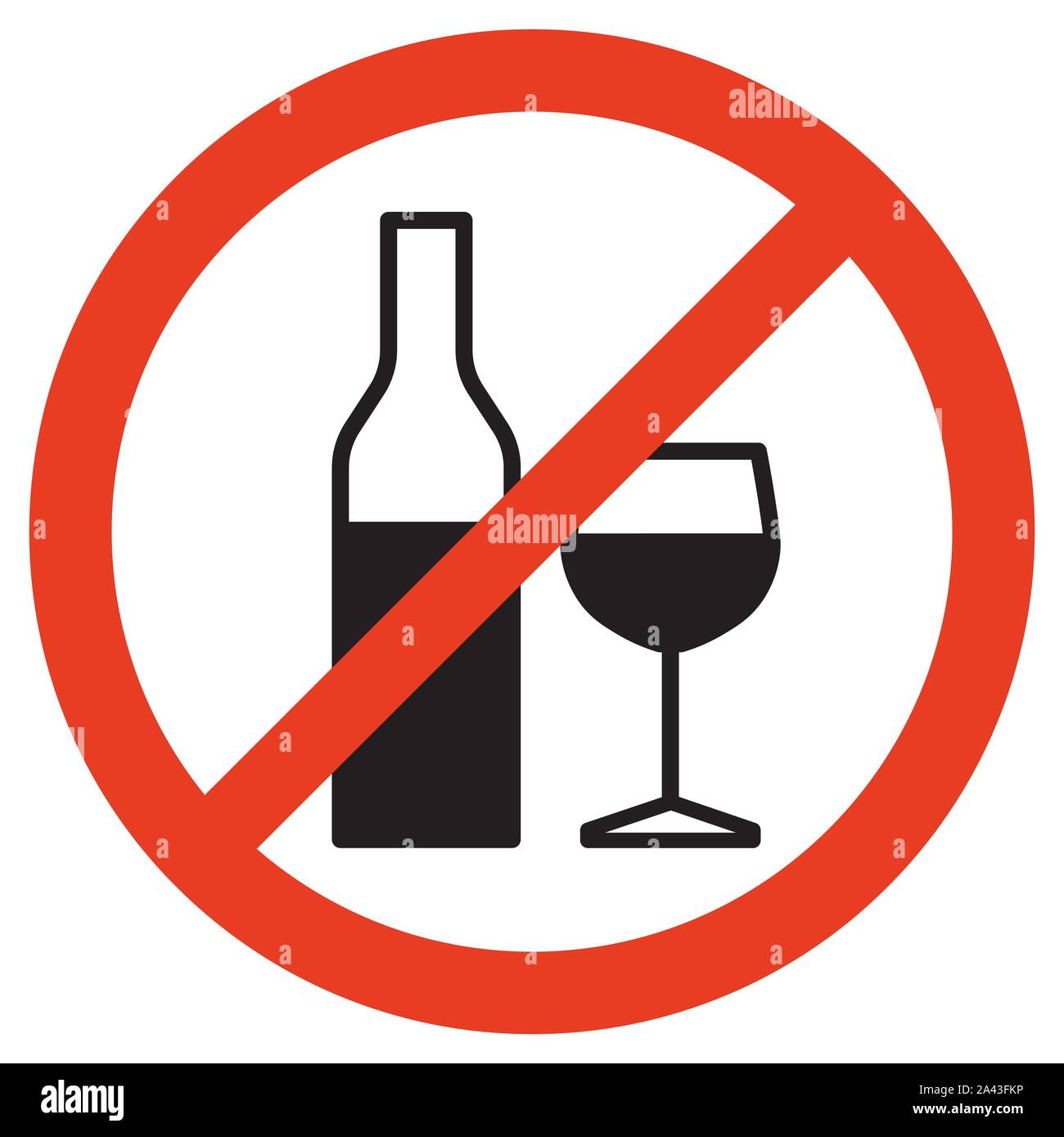 No alcohol sign on white background. Isolated vector illustration. Stock Vector