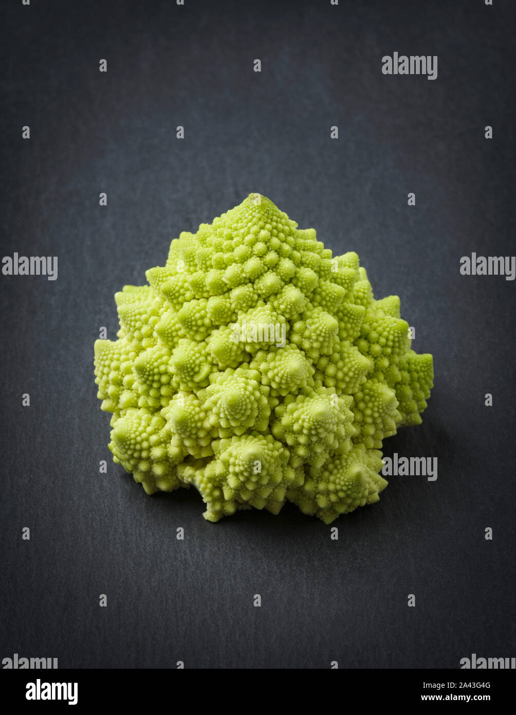 Romanesco broccoli isolated on slate. Stock Photo