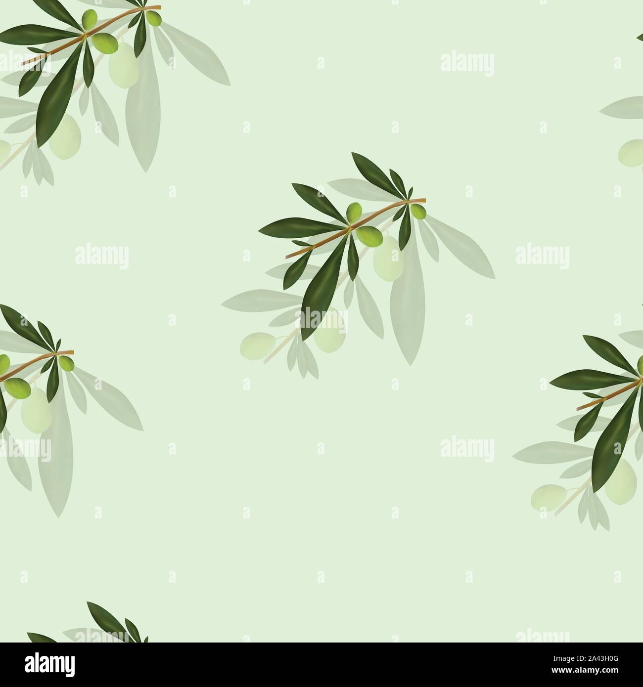 seamless pattern vector with olive trees - floral theme Stock Vector ...