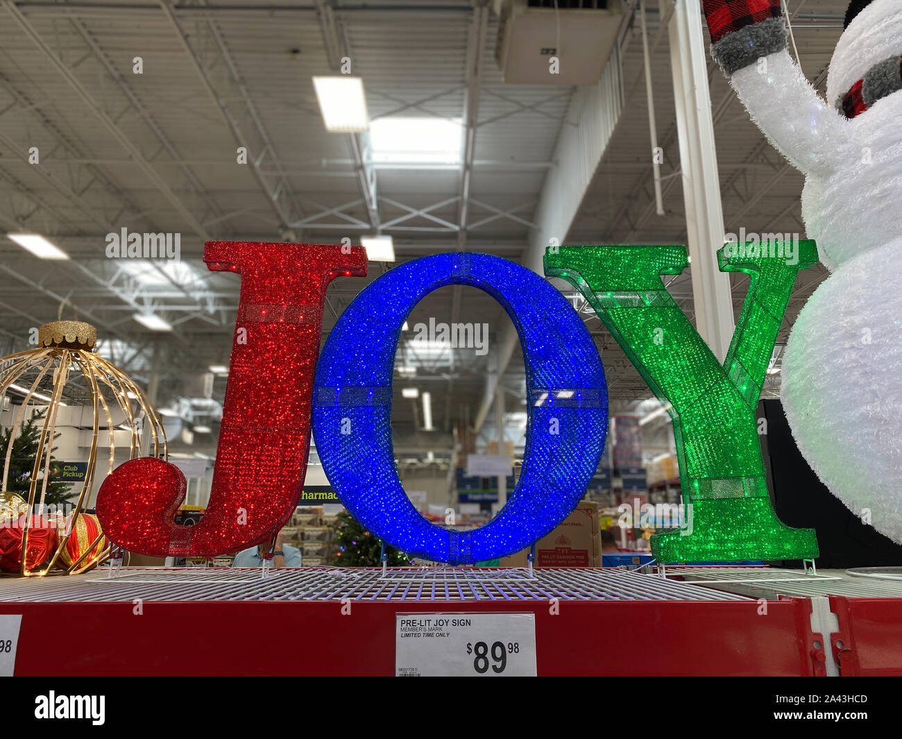 Orlando,FL/USA -10/11/19: The Christmas decoration aisle of a Sams Club ...