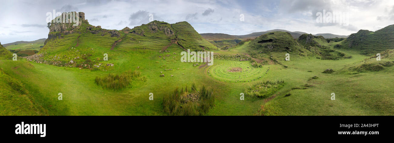 Fairy Glen panorama, Isle of Skye Stock Photo