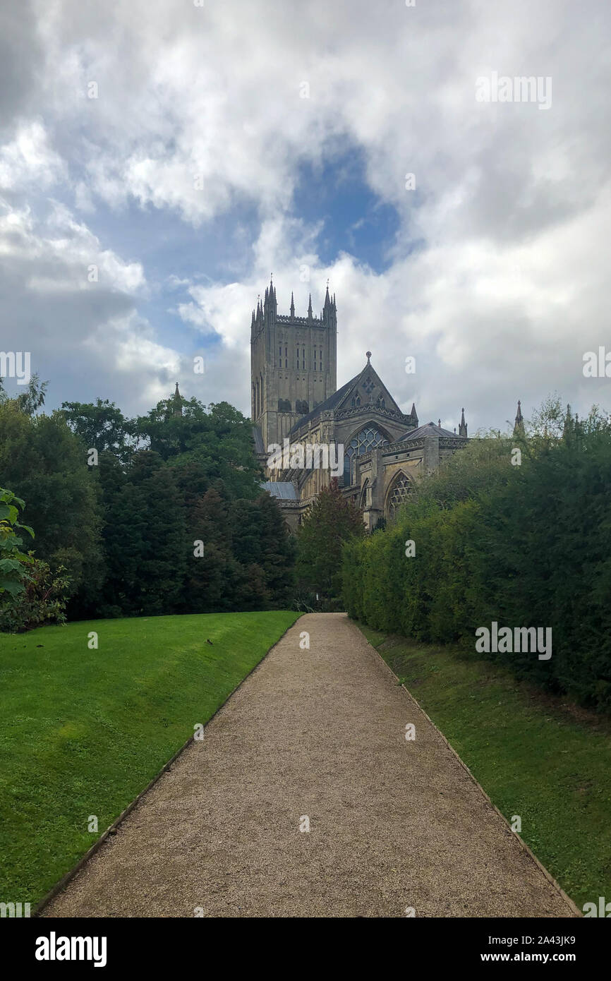 Pathway leading to Wells Cathedral Stock Photo