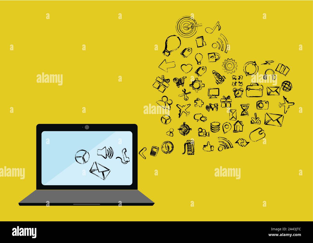 Social network background with media icons Stock Vector