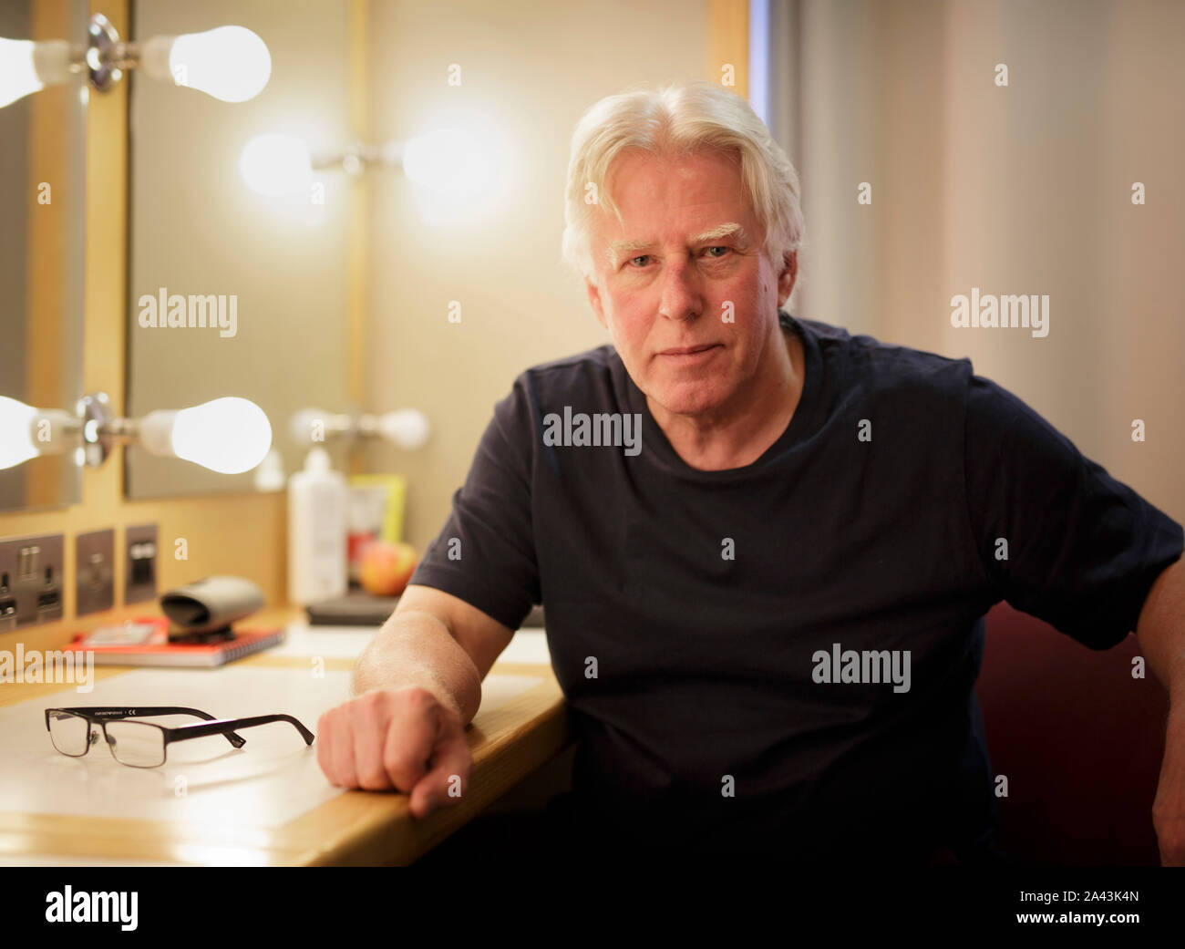 Actor Phil Davis in his dressing room at the Royal Shakespeare Theatre at Stratford-upon-Avon. Stock Photo