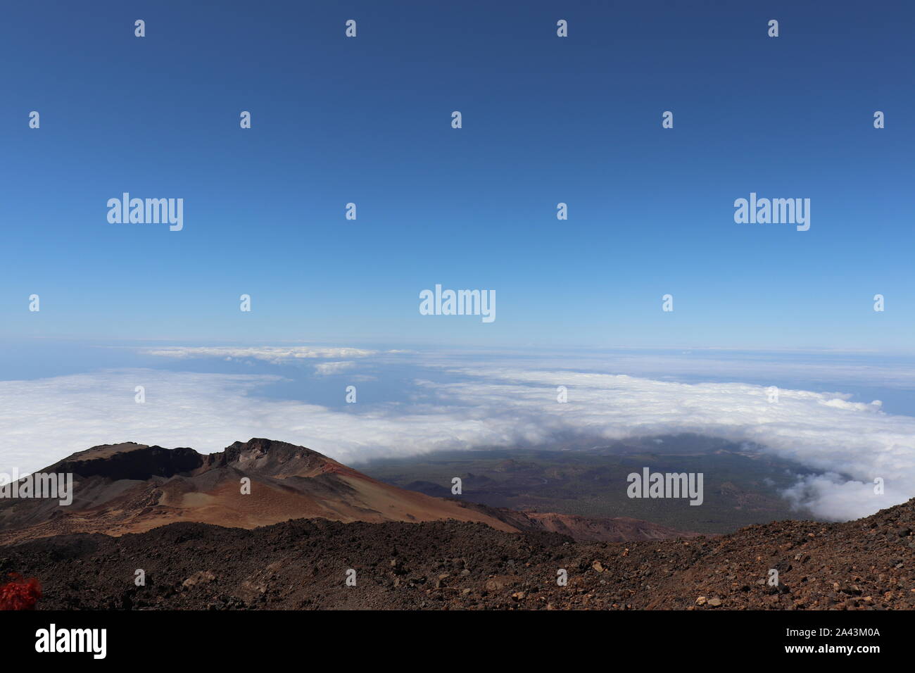 Nature. Mountains. Backpacking. Freedom. Clouds. Tenerife. Volcano. Above the clouds. Sky line. Stock Photo