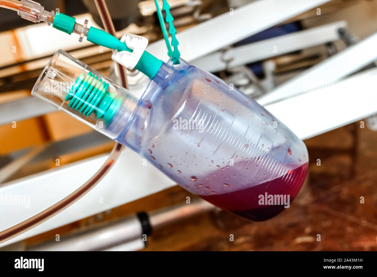 Plastic sanitary bag to collect the blood drained by patients in a