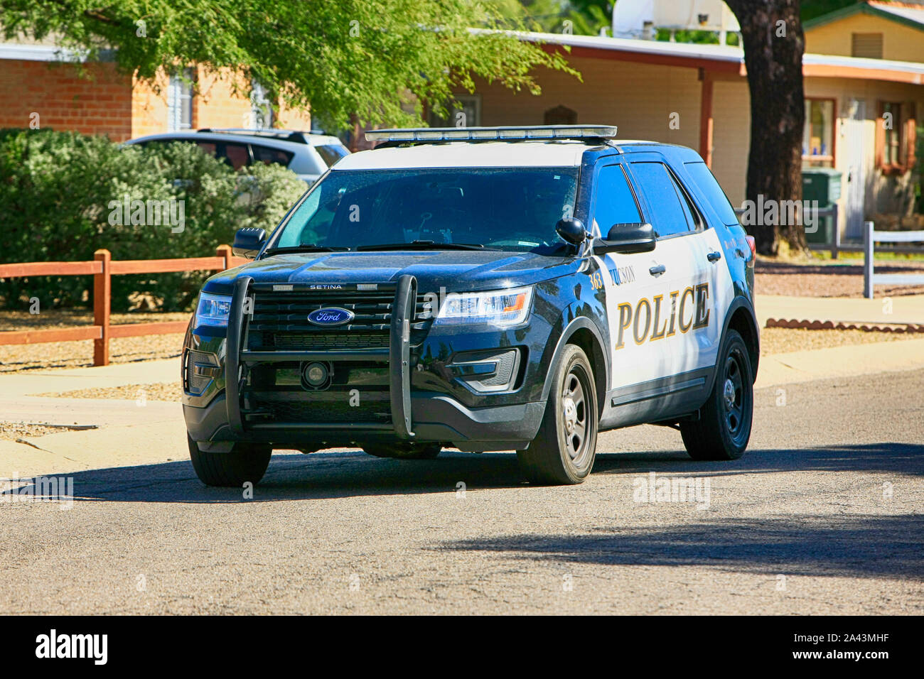 Tucson Police Department cruiser in a housing suburb of this Arizona city Stock Photo