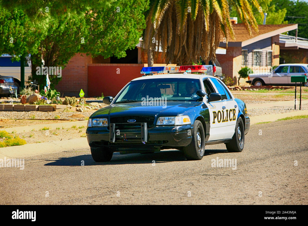 Tucson Police Department cruiser in a housing suburb of this Arizona city Stock Photo