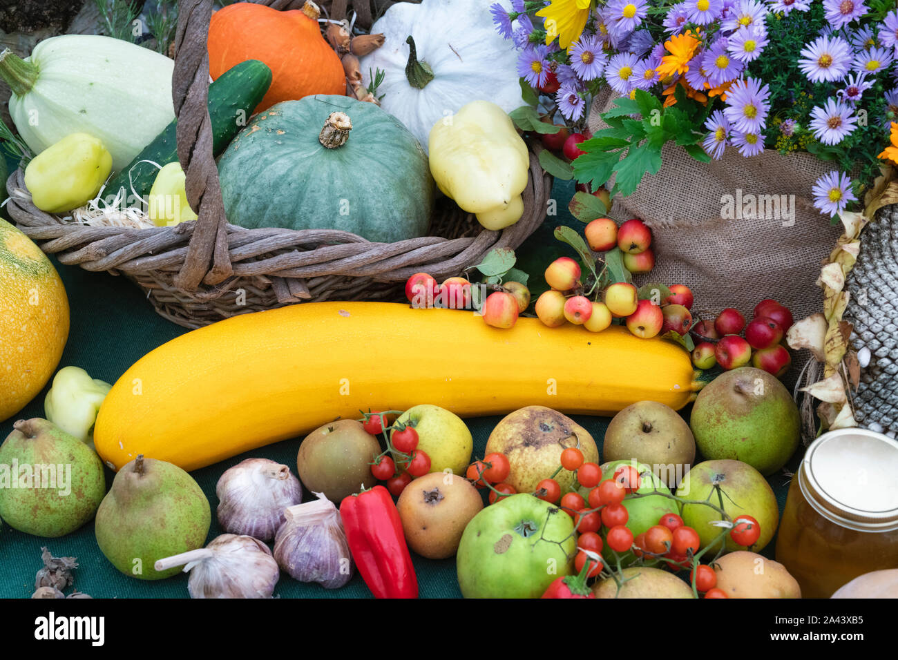Vegetable, fruit and flower display.  UK Stock Photo