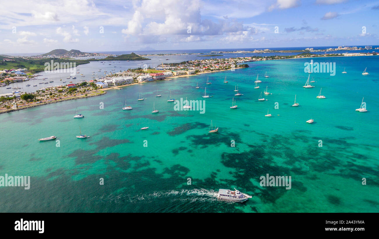 High Aerial view of marigot french saint martin Stock Photo Alamy