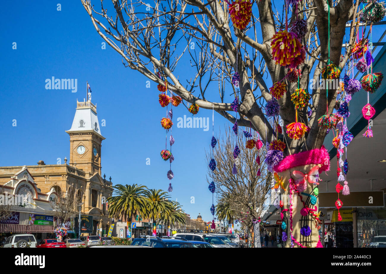 Australia, Southeast Queensland, Warwick Town Hall, Palmerin Street, Tree Jumper Exhibition during the Jumpers & Jazz in July Festival 2017 Stock Photo