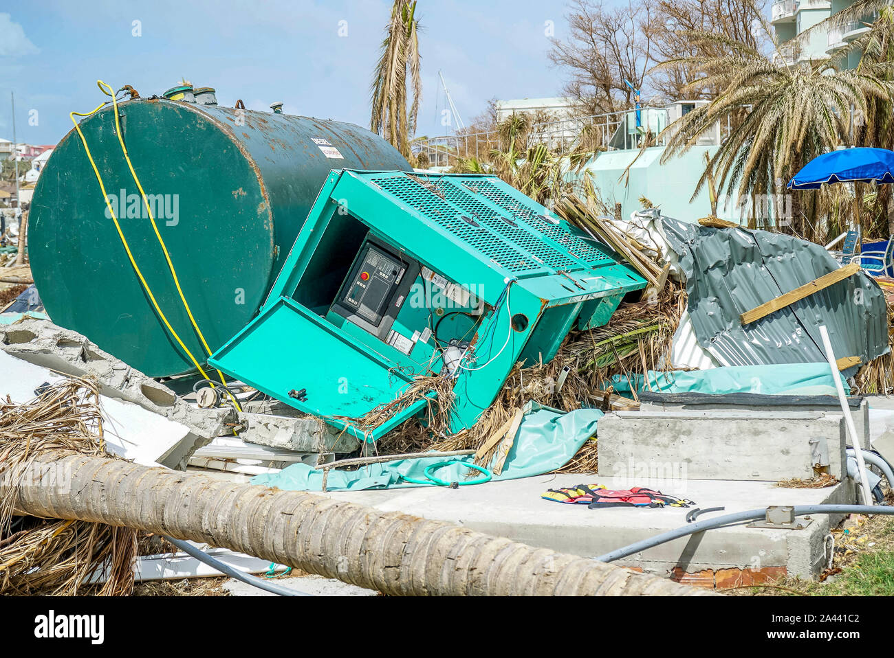 Oyster Pond St Maarten November , 2017 Resort generator got damage