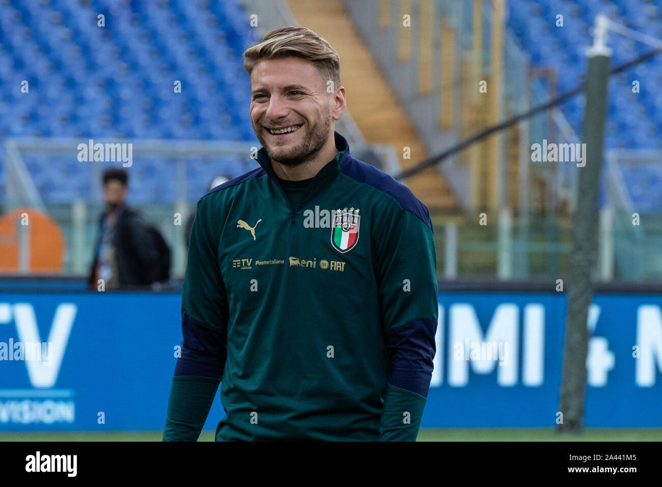 Ciro Immobile seen during a training session at the Olympic Stadium in Rome. Stock Photo