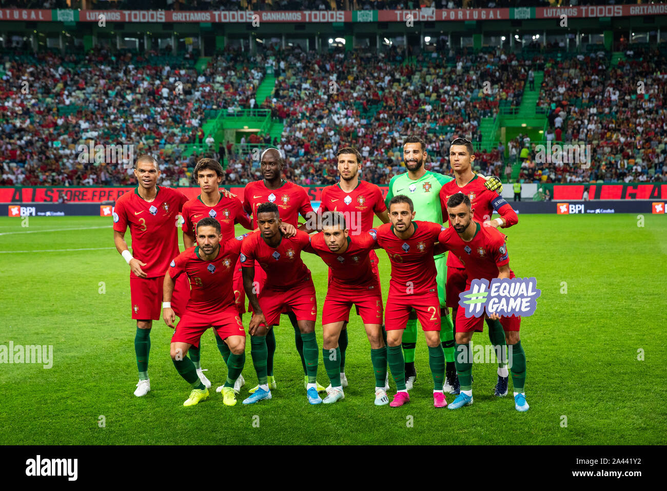 Portuguese team pose for a photo during the Qualifying Round for European  Championship 2020 football match between Portugal vs Luxembourg.(Final  score;Portugal 3:0 Luxembourg Stock Photo - Alamy