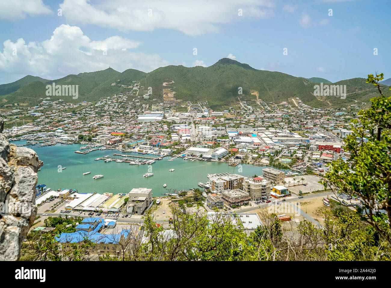 Overview of simpson bay st.maarten post hurricane Irma Stock Photo Alamy