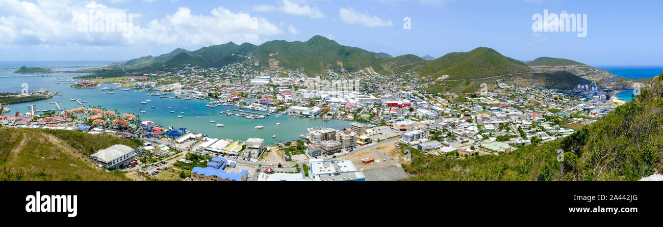 Overview of simpson bay st.maarten post hurricane Irma Stock Photo - Alamy