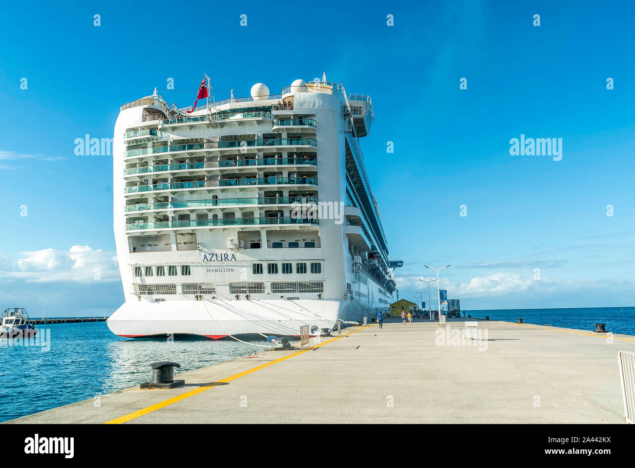 Philipsburg St.maarten December 2018: View of cruise docking at AC Wathey Cruise terminal on St.maarten. Stock Photo