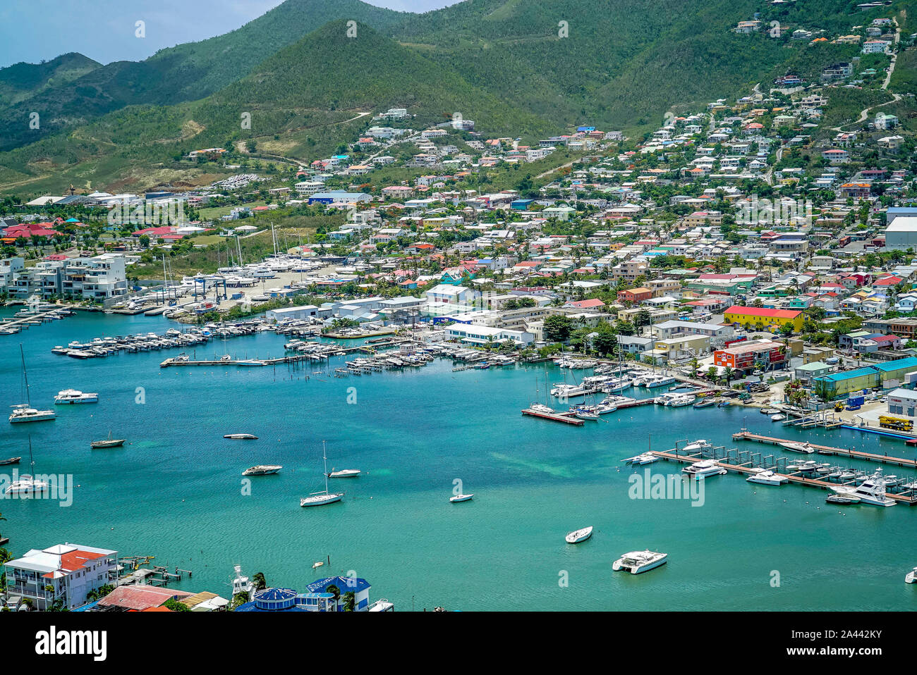 Overview of simpson bay st.maarten post hurricane Irma Stock Photo Alamy