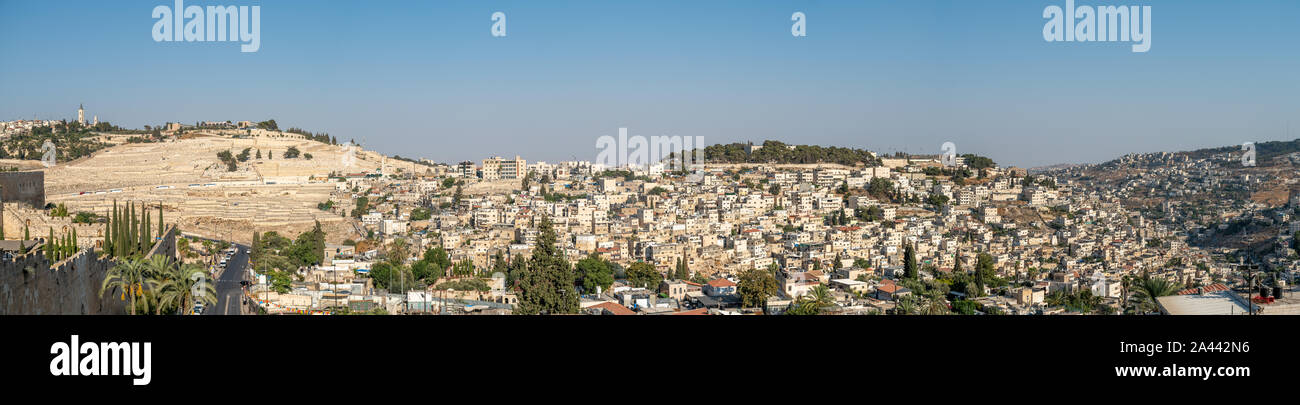 Panoramic View of Jerusalem Looking east from Old City Stock Photo