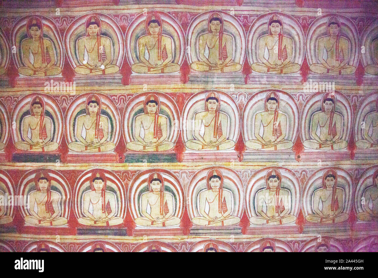 Buddhist fresco, Dambulla cave Temple, Sri Lanka Stock Photo