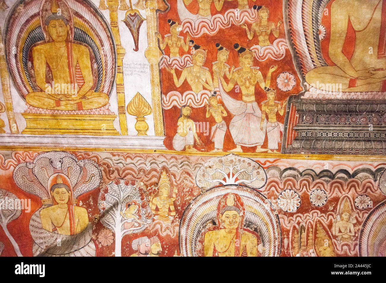 Buddhist fresco, Dambulla cave Temple, Sri Lanka Stock Photo