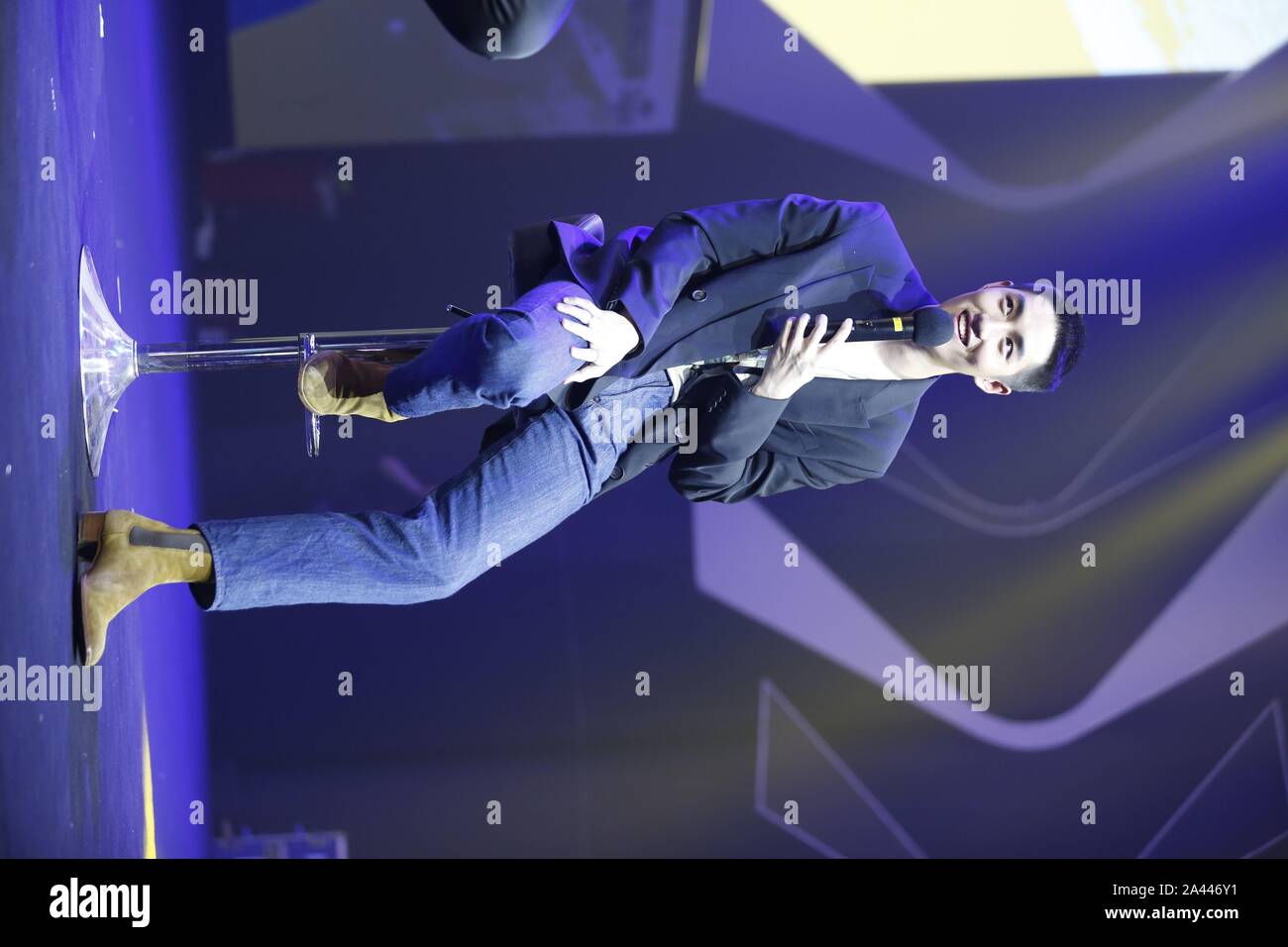 Thai actor, model and singer Thanapob Leeratanakajorn, also known by his nickname Tor, attends the 2019 Tor Thanapob Fan Meeting in Chengdu city, sout Stock Photo