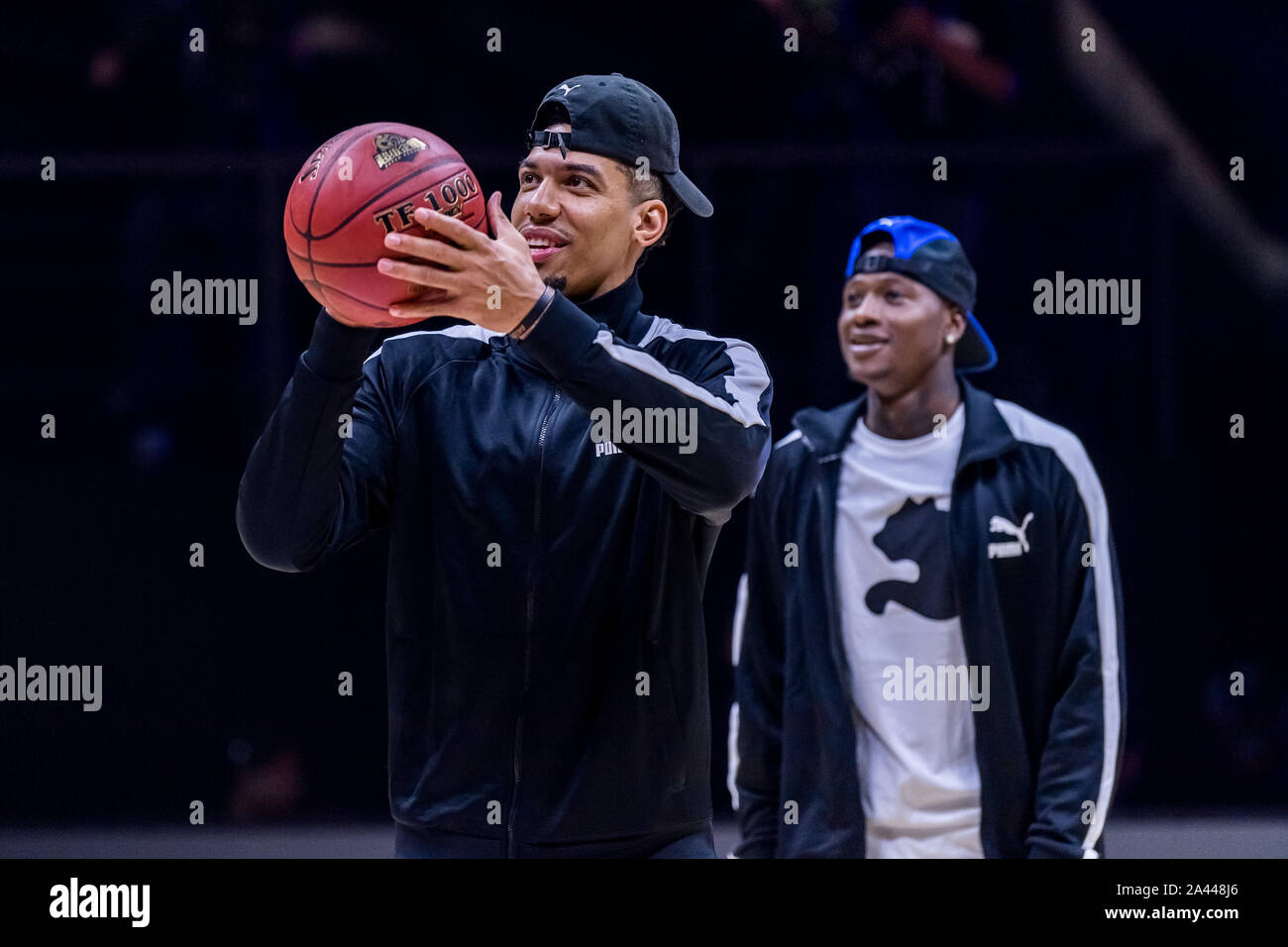 Daniel Richard Green Jr., left, an American professional basketball player for the Los Angeles Lakers of the National Basketball Association, and Terr Stock Photo