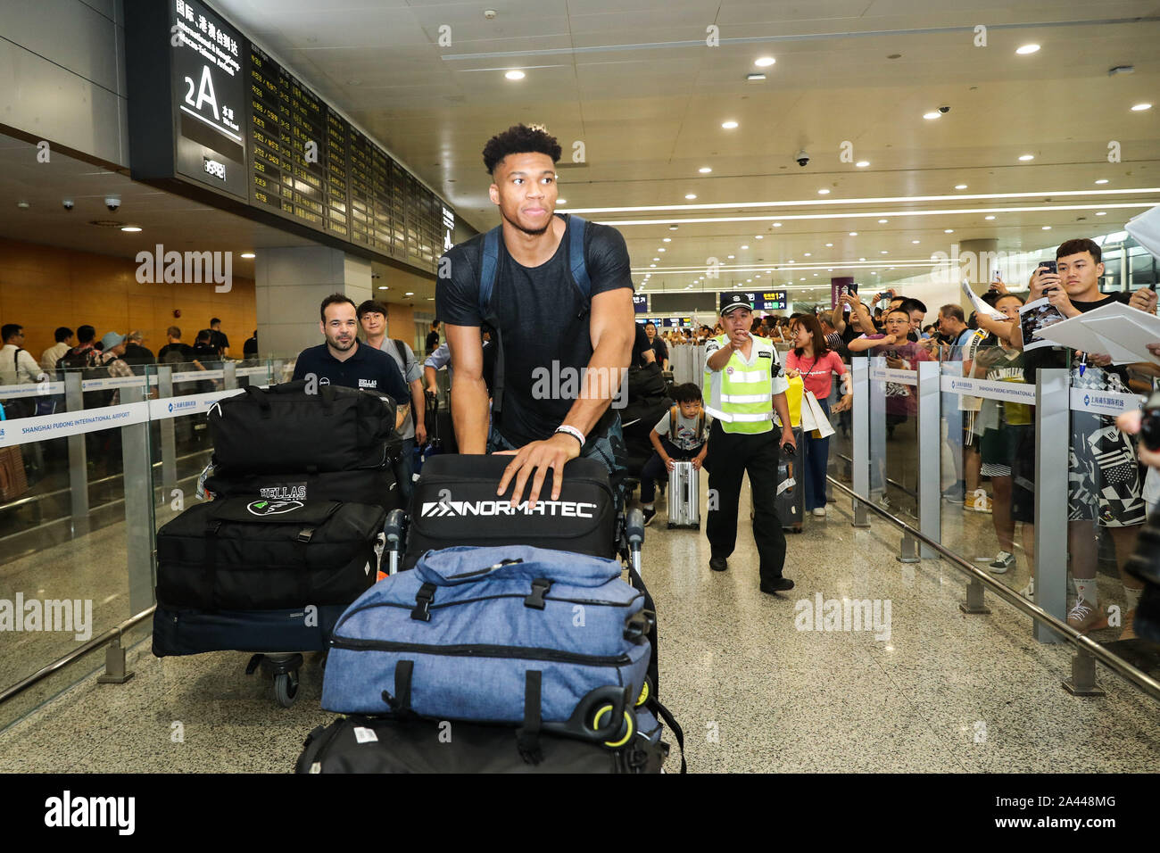Giannis Antetokounmpo of Greece national basketball team arrives at the