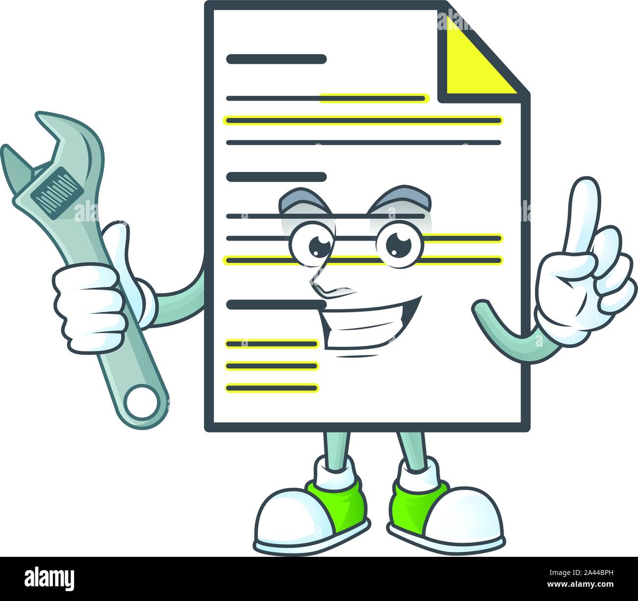 Mechanic document cartoon mascot on white background Stock Vector