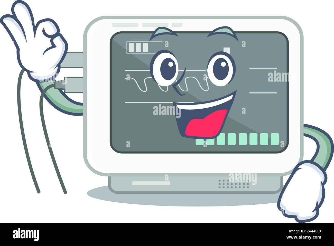 Okay ecg machine stuck the cartoon wall Stock Vector Image & Art - Alamy