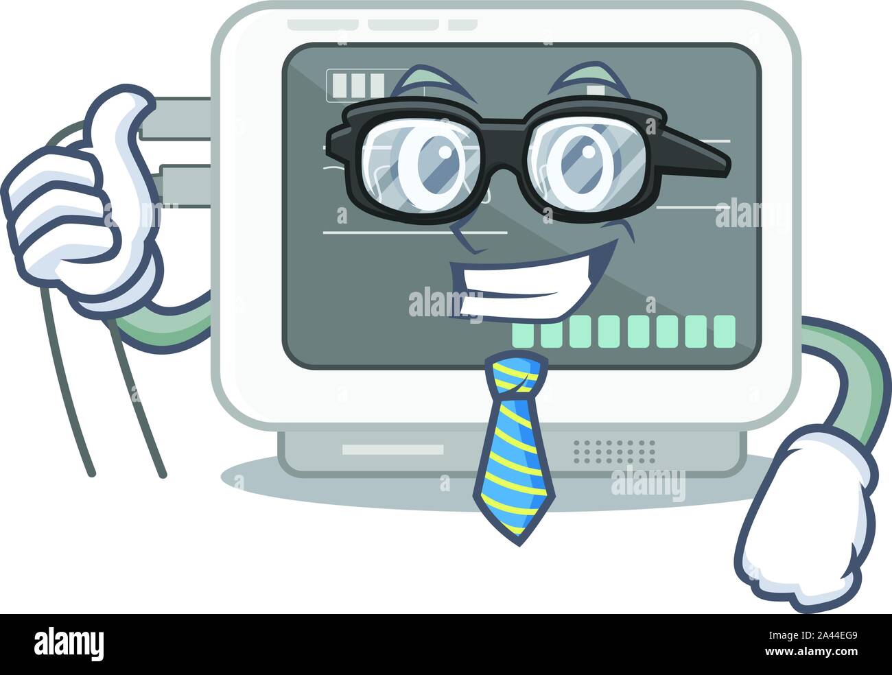 Businessman ecg machine stuck the cartoon wall Stock Vector Image & Art ...