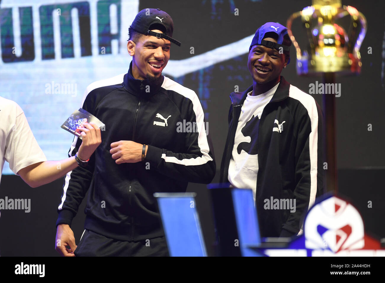 Daniel Richard Green Jr., left, an American professional basketball player for the Los Angeles Lakers of the National Basketball Association, and Terr Stock Photo